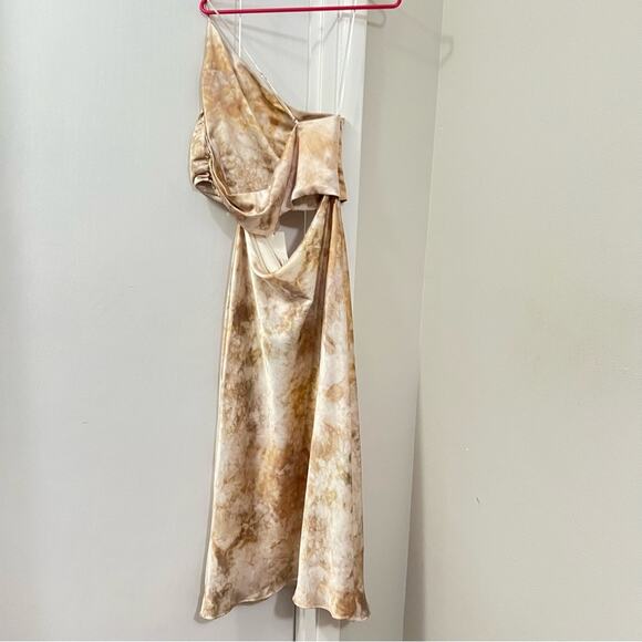 Zara Cut Out Satin Effect Printed Dress - Picture 14 of 16